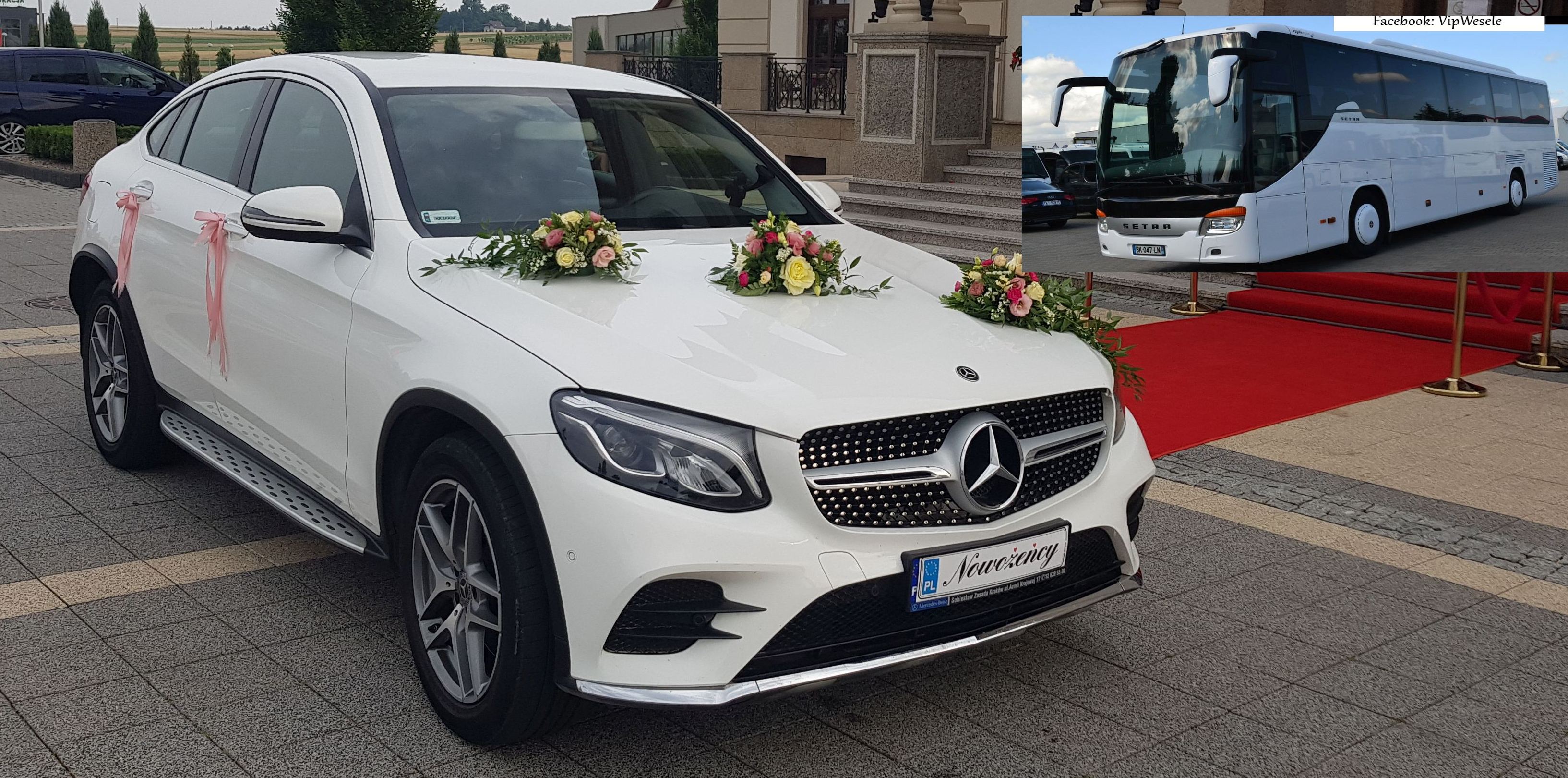 Auto do ślubu MERCEDES Biały GLC Coupe,a także BUS Kraków