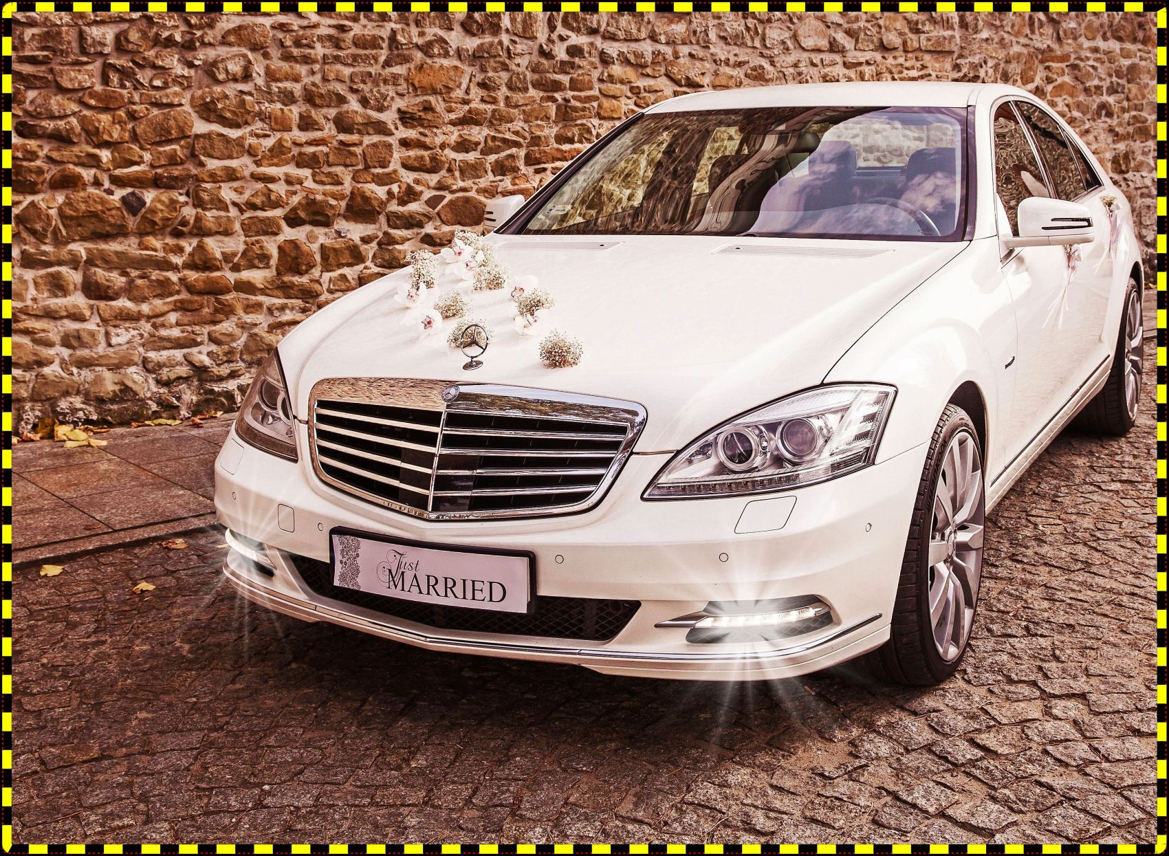 Piękny Perłowo Biały Mercedes Sklasa Do ŚLUBU Auto do