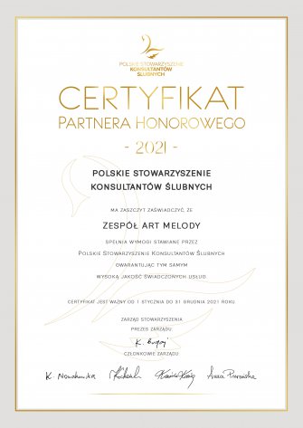 Certyfikat Partnera Honorowego 2021 Toruń