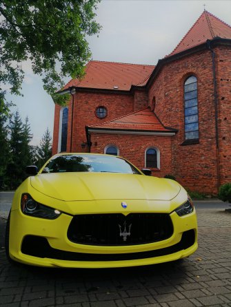 Żółty mat Maserati Ghibli. Jedyny taki samochód w Polsce do ślubu!! Poznań