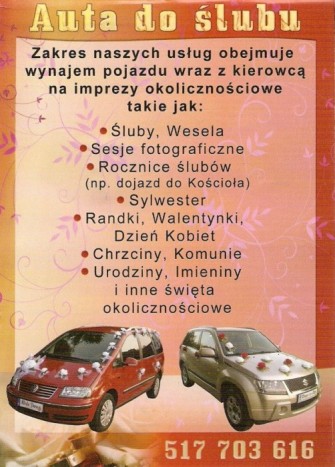 AUTO DO SLUBU - JAGUAR KLASYK - DO 200km OD RADOMIA - 400zł Radom