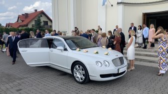 Auto do ślubu - Bentley Continental Flying Spur Biały Perła Warszawa