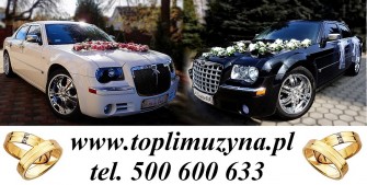 Chrysler 300C śnieznobiały i czarny na ślub i wesele Rybnik