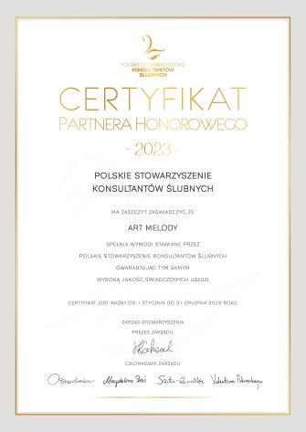 Certyfikat Partnera Honorowego 2023 Toruń