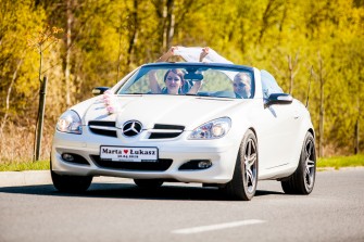 Mercedes cabrio do ślubu - biała perła - ZOBACZ FILM Poznań