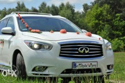 Auto do ślubu białe nowe Infiniti 2015r. białe skóry Mińsk Mazowiecki
