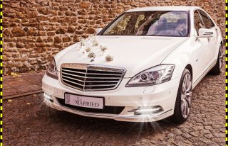Piękny Perłowo Biały Mercedes S-klasa Do ŚLUBU  Nowy Sącz