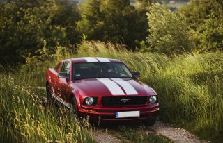 Czerwony Ford Mustang Gorlice